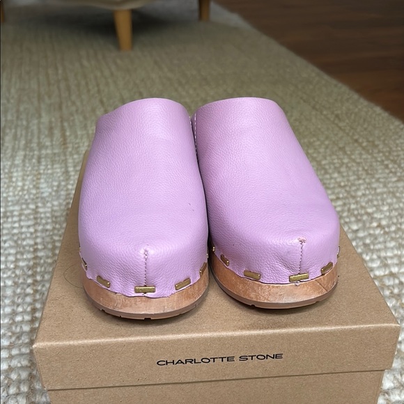 Charlotte Stone Purple Mules with Wooden Sole - Picture 4 of 11